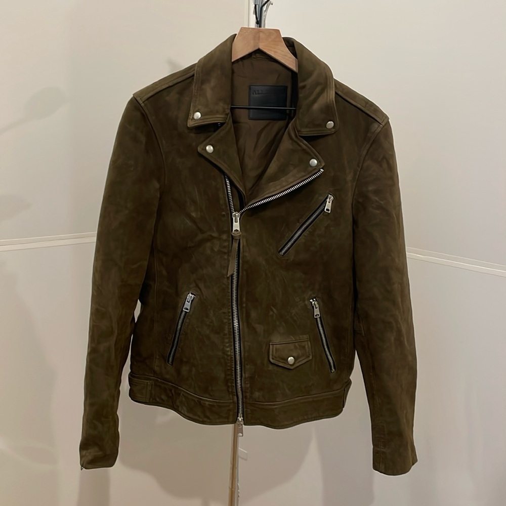Men’s Brown Niles Biker AllSaints Leather Jacket